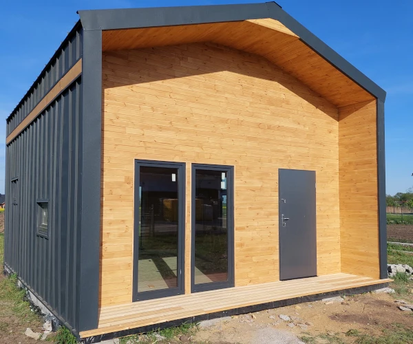 Rzut domu Barn 35 m2 z antresolą 16 m2