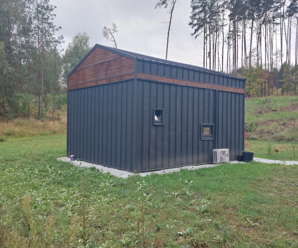 Rzut domu Barn 35 m2 z antresolą 16 m2