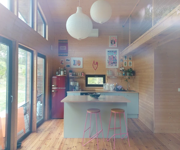 Rzut domu Barn 35 m2 z antresolą 16 m2