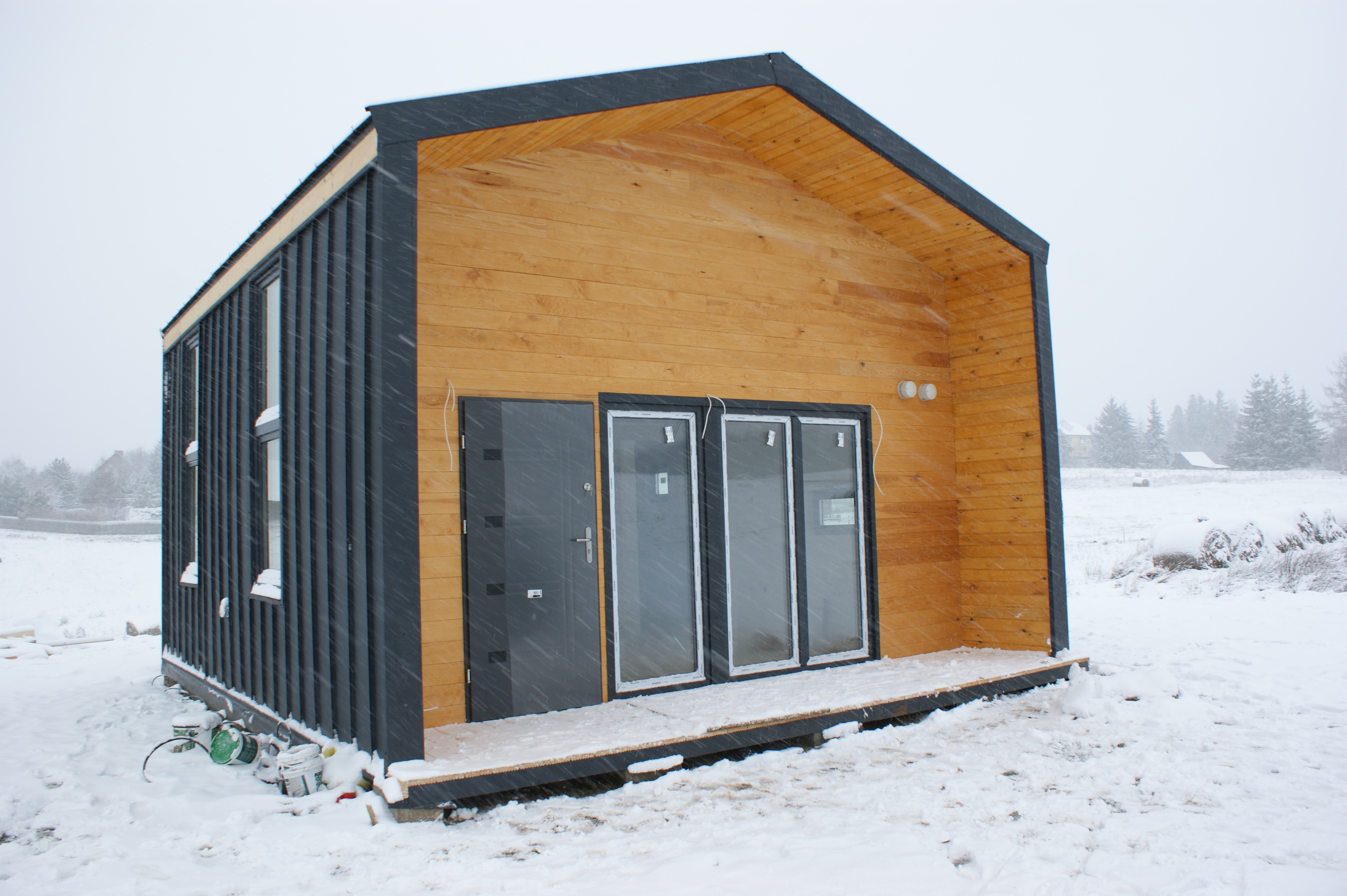 Rzut domu Barn 35 m2 z antresolą 16 m2